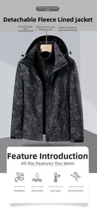 Détail de la veste d'extérieur 3 en 1 avec une doublure polaire amovible noire