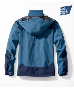 Vue arrière du coupe-vent d'extérieur 552S pour homme bleu denim avec blocs de couleur