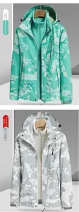 Détails de veste camouflage outdoor avec doublure amovible et poignets réglables velcro