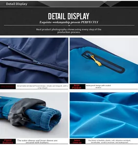 Detail view of the waterproof arm pocket and adjustable hood on a functional outdoor jacket