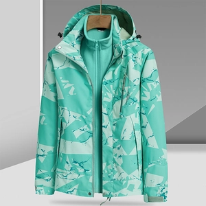 Veste à Capuche Imperméable Unisexe 3-En-1 Sport de Plein Air Coupe-Vent Camouflage Avec Doublure Polaire Amovible Manteau Chaud