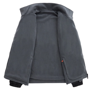 Men's double-sided fleece jacket in dark grey with stand collar and full zipper closure