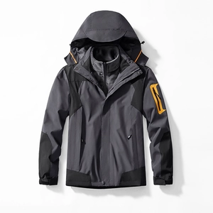 Veste de randonnée 3-en-1 pour homme avec doublure polaire grise et détails de zip orange