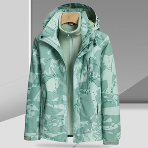 Veste outdoor 3-en-1 camouflage imperméable avec doublure polaire et plusieurs poches