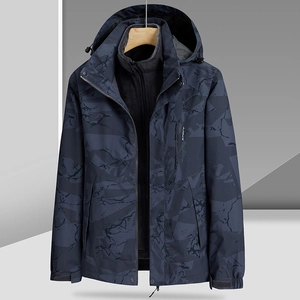 Veste d'extérieur imperméable camouflage marine avec doublure polaire et poches multiples