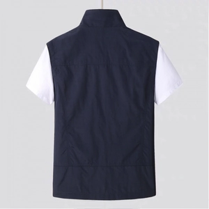 Outdoor leisure fishing vest for men featuring a stand collar and multi-pocket design