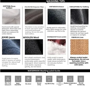 Detailed laundry care guide for cotton, wool, and leather with fabric icons