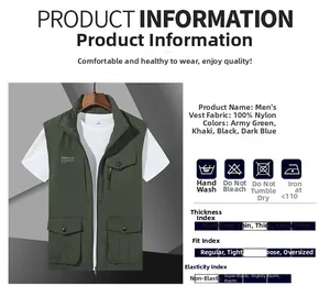 Dettaglio gilet tecnico 100% nylon con tasche multiple e collo alla coreana