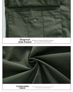 Dettaglio del gilet outdoor con tasche con cerniera antifurto e tessuto durevole antigraffio