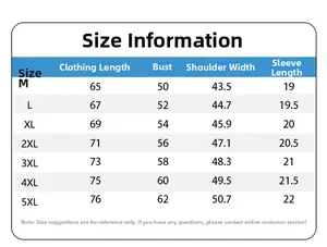 Detailed size chart for men ice silk breathable mesh t-shirt ranging from M to 5XL sizes
