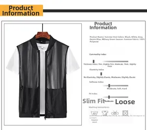 Detail der atmungsaktiven Mesh-Struktur und 100% Polyestergewebe der Sommerweste