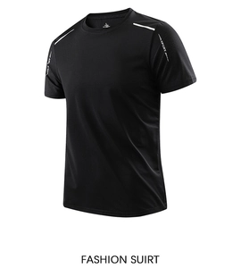 Detail of black ice silk sports T-shirt showing breathable mesh fabric and white stripes