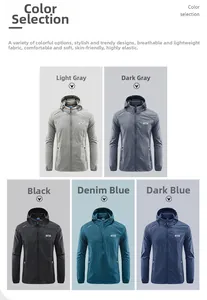 Selection of breathable hooded sun protection jackets in multiple colors for men