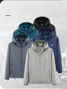 Detail of breathable ice silk sun protection jackets in multiple colors with zippered pockets