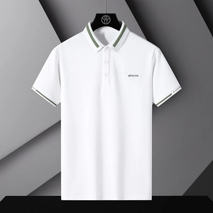 Polo blanc pour homme avec rayures vert olive et logo poitrine au design moderne