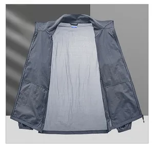 Detailed view of the breathable lining and ripstop texture of this sun protection jacket