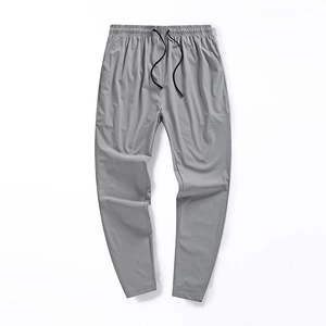 Pantalon de jogging léger en soie glacée pour hommes avec cordon de serrage noir