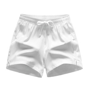Men's breathable white sports shorts with elastic drawstring waist for casual summer wear