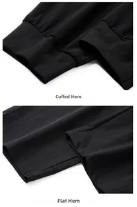 Détails du bas de pantalon d'été noir avec poignets élastiques et ourlets droits