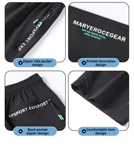 Men's ice silk shorts detail showing zipper pockets and printed sports design