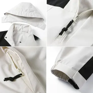 Detailing outdoor jacket with detachable hood, mesh lining and adjustable velcro cuffs