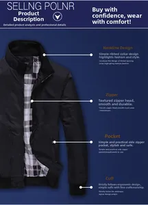 Detail of men's black standing collar jacket with textured metal zipper and side pockets