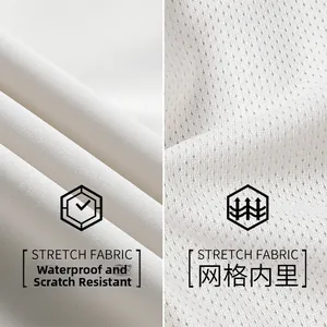 Macro detail of waterproof scratch-resistant fabric and breathable mesh lining