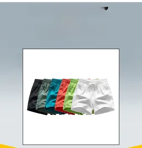 Detail showing various colors of men's casual drawstring shorts in lightweight fabric