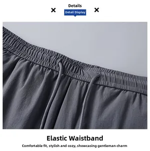 Détail de la taille élastique avec cordon de serrage sur pantalon décontracté homme