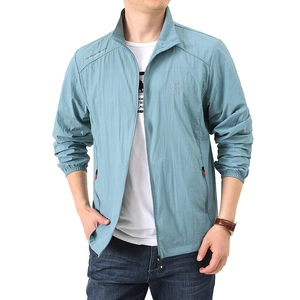 Men's lightweight sun protection jacket with stand collar in casual outdoor style