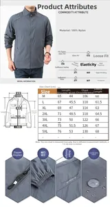 Tableau des tailles détaillé pour veste outdoor homme avec dimensions et guide de mesure