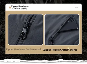 Detail of outdoor jacket with durable zipper pulls and functional zip pocket for smartphone