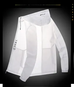 Détails de la veste de protection solaire blanche légère avec tissu respirant de qualité