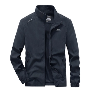 Men's Outdoor Lightweight Casual Jacket Stand Collar Windproof Quick Dry Sports Coat With Zipper Pockets For Spring Autumn