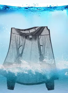 Detail of grey maple leaf pattern jacket with water-repellent quick-dry fabric technology