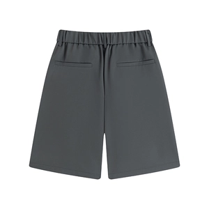 Deep grey quick-dry ice silk casual shorts with elastic waist and back welt pockets