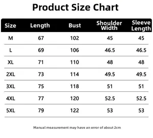Size chart for men's sun protection jacket with measurements from size M to 5XL