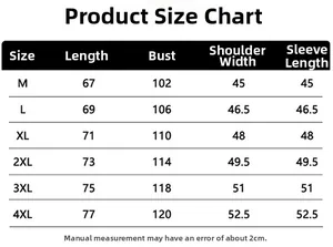 Detailed size chart for men sun protection jacket including length bust and shoulder measurements