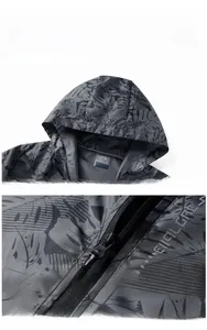 Detail view of men ice silk sun protection jacket with hood and EXPLORE zipper