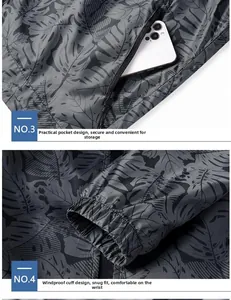 Detail of zip pocket for phone storage and elastic windproof cuffs on grey jacket
