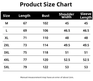 Tableau des tailles détaillé pour vêtement de protection solaire de M à 5XL