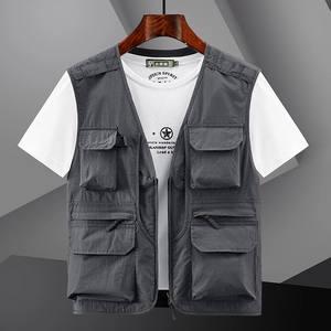 Heren Outdoor Vest Nylon Multi Zakken Ademende Mesh Voering Voor Vissen Wandelen Fotografie Bergsteigen Casual Workwear Tops