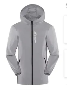 Men's Hooded Sun Protection Jacket Lightweight Quick Dry Windbreaker Breathable Anti-UV Outdoor Hiking Fishing Zip Skin Coat