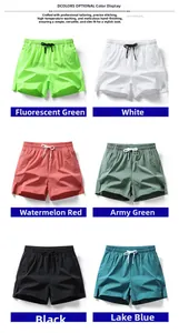 Griglia di sei pantaloncini casual in verde neon, bianco, rosso, verde, nero e azzurro