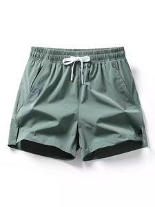 Herren Casual Schnelltrocknende Sport-Shorts Mit Kordelzug Elastischer Taille Seitenschlitz Atmungsaktiv Laufen Fitness Training Kurze Hosen
