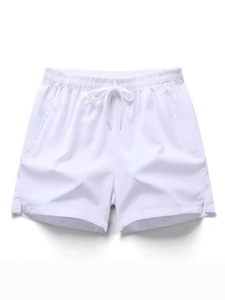 Weiße Herren-Freizeitshorts mit Kordelzug aus atmungsaktivem Stoff für den Sommer 2025