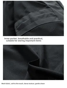 Détails de l'intérieur de la veste avec poche interne et doublure en maille respirante