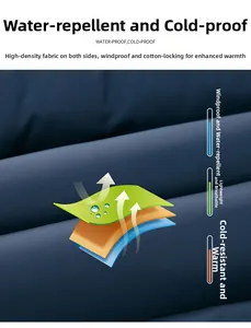 Macro view of high-density windproof fabric with water-repellent coating and insulation layers