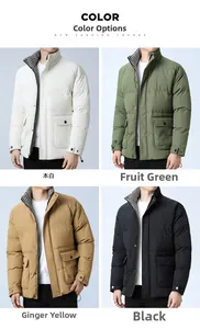 Detailansicht der Winterjacke mit Stehkragen in vier verschiedenen Unifarben für Herren