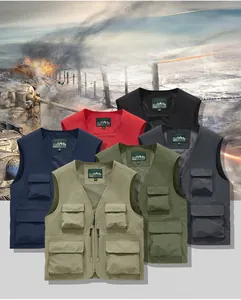 Gilet da pesca outdoor con tasche multiple in sei colori con materiale impermeabile
